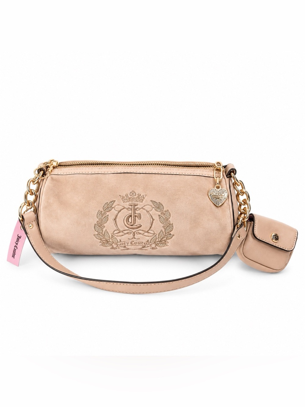 Juicy Couture NWT Fashion Charm Velour Barrel Bag Mini Pouch Y2K